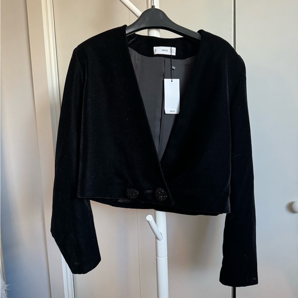 Mango Cropped Velvet Blazer - Picture 8 of 12